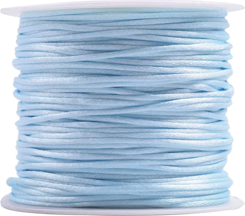 Miniatura 4 de KONMAY 80 Yardas 1.0mm Cordón Rattail de Nylon Satén Seda Trim Hilo para Cuentas para Nudos Chinos, Kumihimo, Trabajo con Cuentas, Macramé, 2-Azul