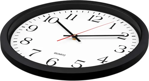 Miniatura 3 de Bernhard Products Reloj de pared negro, silencioso, sin tictac, de cuarzo, de calidad extra grande, funciona con pilas, redondo, fácil de leer