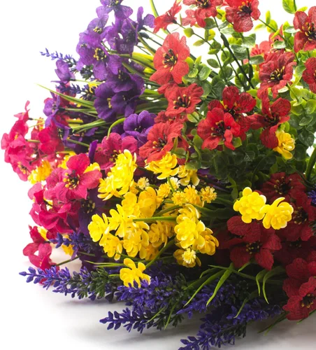 Miniatura 3 de 20 flores artificiales resistentes a los rayos UV para exteriores, arbustos realistas de vegetación sintética con tallos inoxidables, plantas