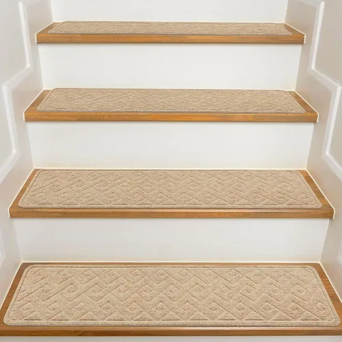 Miniatura 9 de Stair Treads with Landing Rug for Wooden Steps Indoor, Peel and Stick Stair Treads Matching-Mat 20"X32" Stair Landing Slip Resistant Polyester Stair