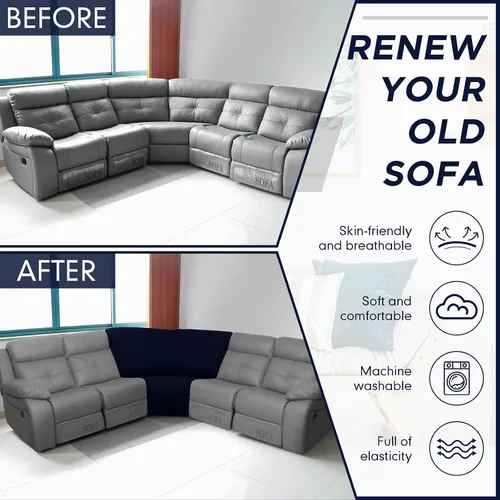 Miniatura 2 de Weysat Funda para Sofá de Esquina Elástica Funda para Sofá de Esquina Protector de Muebles para Sala de Estar Sofá Seccional Reclinable Funda
