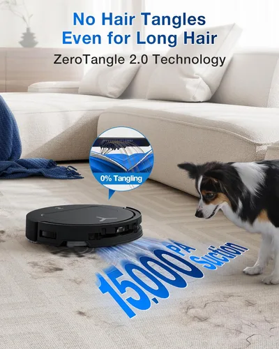 Miniatura 3 de ECOVACS DEEBOT T50 PRO Omni Robot Aspirador y trapeador, 3.19 pulgadas ultrafino, succión de 15,000 Pa, ZeroTangle 2.0, limpieza de bordes TruEdge