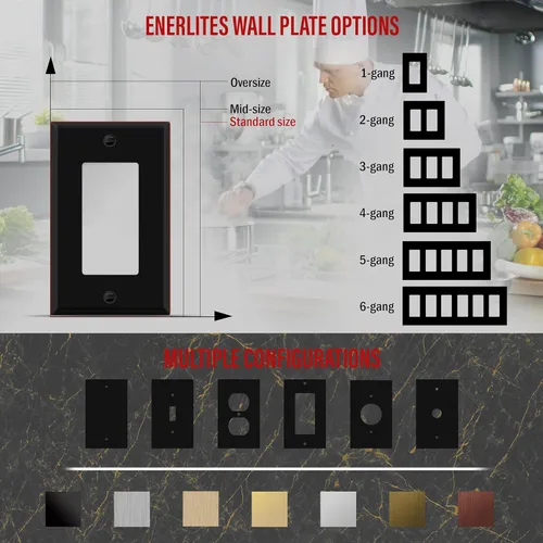 Miniatura 4 de ENERLITES Placa de Pared Metálica para Interruptor Decorativo, Tapa de Tomacorriente, Resistente a la Corrosión, Tamaño Estándar 1-Gang 4.50" x