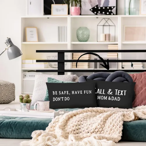 Miniatura 6 de Mingnei Funda de almohada con texto en inglés "Call Your Mom", divertida funda de almohada reversible decorativa de 12 x 20 pulgadas, regalos