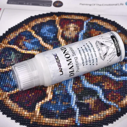 Miniatura 2 de LANBEIDE Sellador de pintura de diamante 6.8 fl oz+4.1 fl oz + cepillo de silicona, pegamento de pintura de diamante 5D permanente de agarre