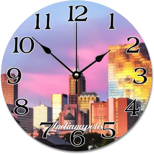 Miniatura 10 de Reloj de pared con paisaje urbano de Nueva York, Estados Unidos, reloj de pared grande de viaje, funciona con pilas, 9 pulgadas, silencioso