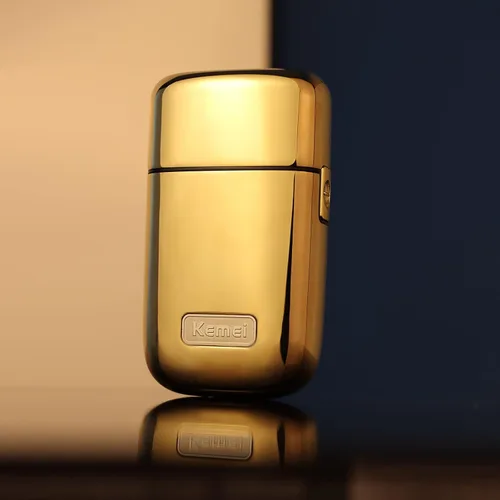 Miniatura 2 de KEMEI Maquinillas de afeitar eléctricas para hombres, maquinilla de afeitar eléctrica profesional de metal, afeitadoras de litio y titanio, Dorado