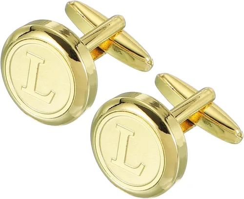 uxcell Gemelos clásicos con inicial para hombre, gemelos de cobre para hombre, letras del alfabeto A-Z, esmoquin, con caja de regalo, para negocios