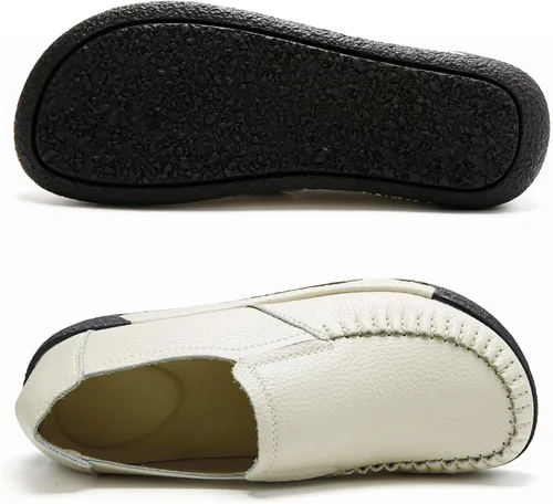 Miniatura 16 de UZB Mocasines de cuero sin cordones para mujer, cómodos zapatos de plataforma casuales