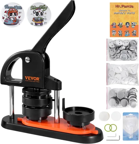 VEVOR - Máquina para hacer botones, 2.25 pulgadas/58mm, con 100 piezas de botones, máquina para hacer botones con libro mágico de pandas, kit de