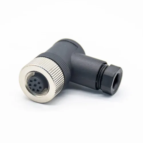 Miniatura 13 de Elecbee M12 4-Pin A-Coded Hembra Conector de la prenda impermeable IP67 de la terminación de la junta de tornillo de ángulo recto no blindado
