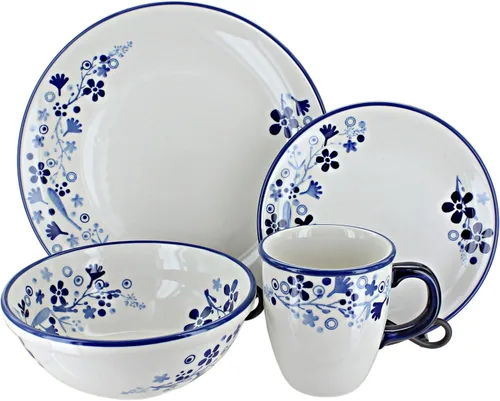 Miniatura 24 de Cerámica polaca Blue Rose – Juego de 4 piezas Blue Harmony – Servicio para 1-1 lugar – Ideal para cenas diarias, comidas informales o como vajilla