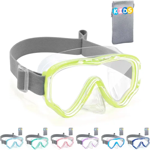 Miniatura 8 de Vvinca Kids-Goggles with Nose Cover, Diving Mask Elastic Fabric Strap Anti Fog Anti Shattered Lens for Kids Swim Goggles 3-14 12- amarillo