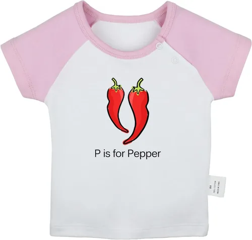 P is for Pepper Funny T Shirt for Baby, Newborn Babies T-Shirts, Infant Veggies Tops, 0-24 Months Toddler Graphic Tees