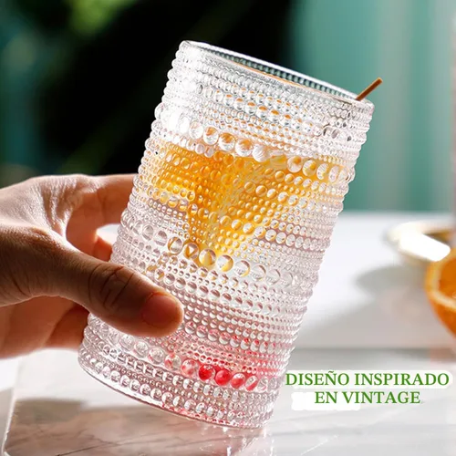 Miniatura 5 de Hlukana Juego de 8 Vasos Vintage Hobnail para Beber, Vasos Highball de 12 oz y Vasos de Cóctel de 10 oz, Vasos de Agua para Cocina, Juego