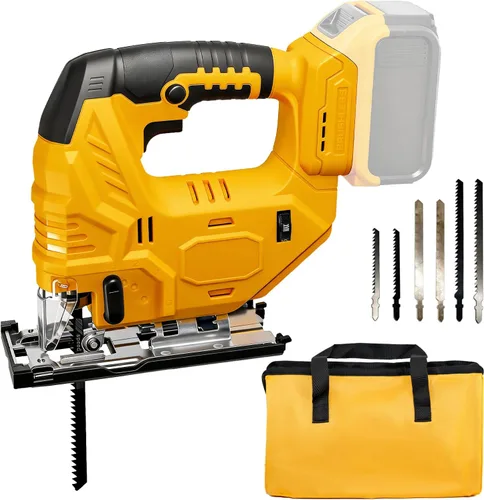 Sierra de calar sin escobillas compatible con batería Dewalt de 20 V (sin batería), rompecabezas inalámbrico con bolsa de herramientas, velocidad