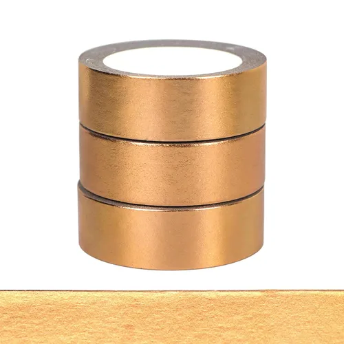 NatSumeBasics 3 Cintas Washi de Bronce Dorado Metálicas para Enmascarar 0.6" x 32 pies. Cintas Washi de Papel Metálico para Manualidades Calcomanías