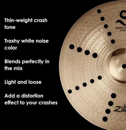 Miniatura 4 de Zildjian Platillo de choque de basura S16TCR de 16" S