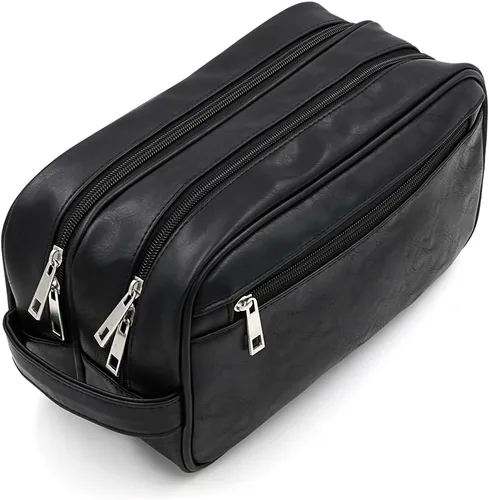 Sumnacon Bolsas de aseo personal, unisex, de piel sintética, impermeable, organizador de artículos de aseo para viajes, perfecto para afeitar, aseo