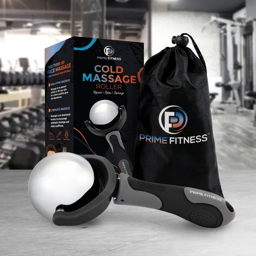 Miniatura 2 de PRIME Fitness Bola de rodillo de masaje frío Terapia de frío Bola de rodillo de hielo con mango Cryo Stick Alivia el dolor muscular (negro)