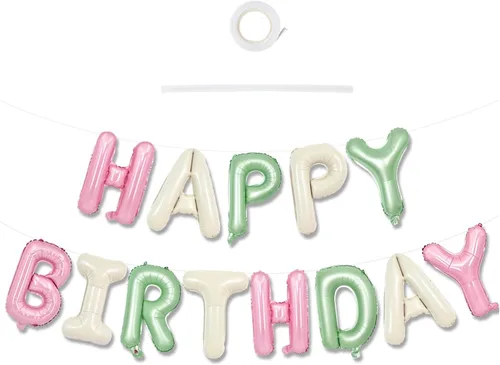 Miniatura 65 de TONIFUL Pancarta de Globos Negros de Feliz Cumpleaños de 16 Pulgadas con Letras de Papel de Aluminio Mylar, Cartel Banderín Reutilizable