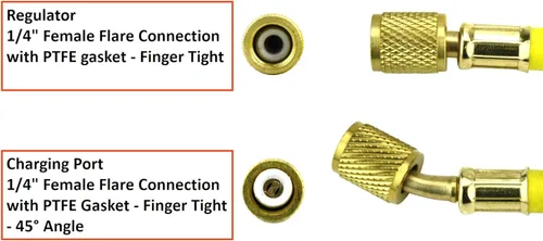 Miniatura 5 de SÜA - Regulador de gas nitrógeno 0-600 PSIG - Purga HVAC - Carga de presión - Conector de llamarada de 1/4" - Con manguera de carga de 60".