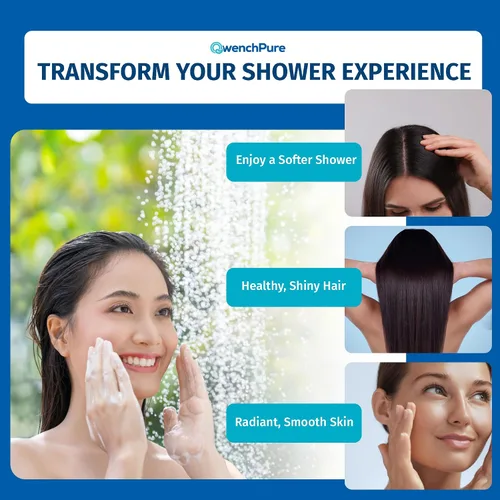 Miniatura 4 de QwenchPure Filtro de ducha para cloro: alto rendimiento, 100% KDF-55, elimina el cloro y los contaminantes, suaviza y purifica el agua dura, mejora
