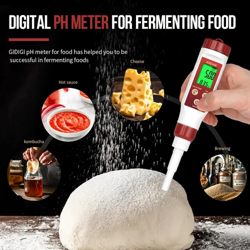Miniatura 4 de Medidor de pH para alimentos Medidor de pH digital para fermentación Salsa picante Enlatado Punta de lanza Probador de alimentos pH Sonda