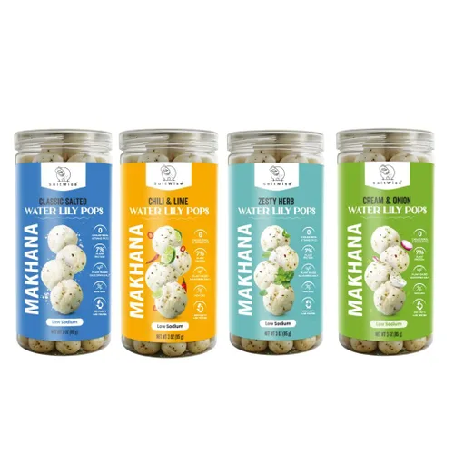Miniatura 15 de SaltWise Water Lily Pops (Makhana/Fox Nuts) - Aceite de oliva tostado Bajo en sodio Sin gluten, vegano, sin OMG a base de plantas (cebolla crema)