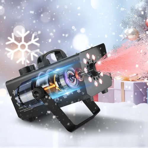 Miniatura 8 de VEVOR Máquina de nieve de 800 W con 9 luces LED RGB y control remoto, efecto de nieve de alto rendimiento para Navidad, Halloween, boda, fiestas