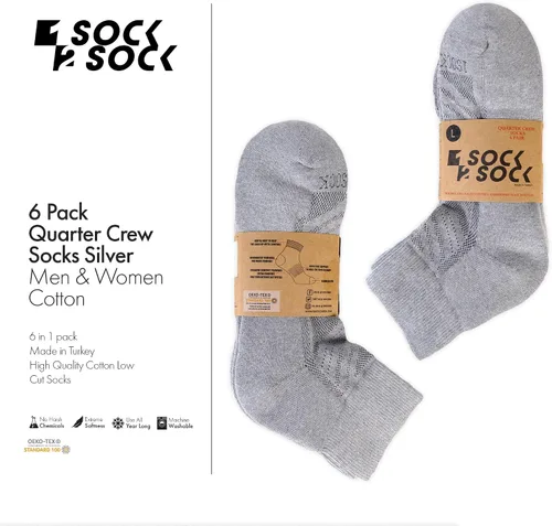Miniatura 4 de 1SOCK2SOCK Paquete de 6 calcetines deportivos de algodón para hombres y mujeres, de algodón, corte bajo, calcetines para correr