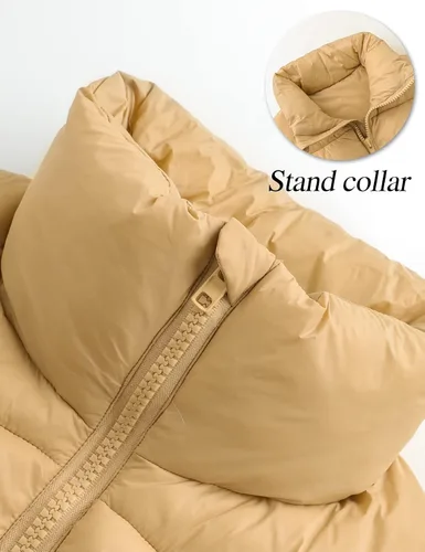 Miniatura 20 de Gihuo Chaleco acolchado recortado para mujer, sin mangas, chaqueta acolchada, chaleco acolchado para invierno, con cremallera completa, abrigo ligero