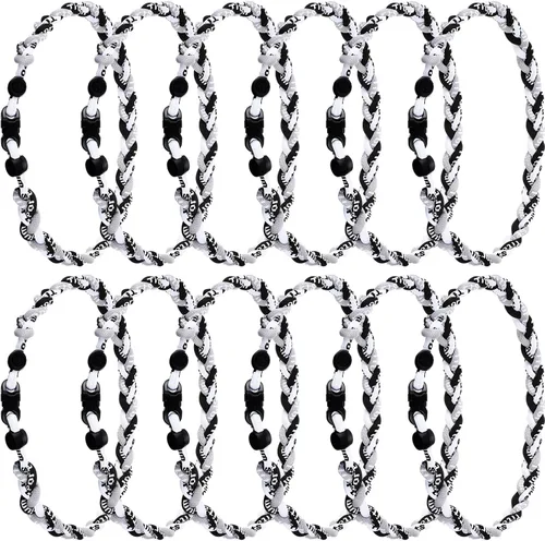 Miniatura 7 de Zeyune Collar de béisbol de 18 pulgadas para niños, tres cuerdas trenzadas, tornado, titanio, collar de cuerda de béisbol para hombre