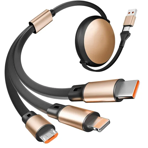 Miniatura 7 de Cable de carga múltiple 3 en 2, 1 paquete de cargadores retráctiles de 4 pies para todos los dispositivos, adaptador de cable de carga múltiple USBC