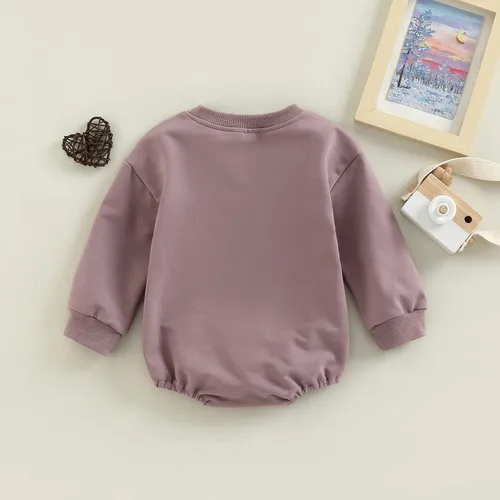Miniatura 77 de SOLILOQUY Traje de manga larga con cuello redondo para el primer día de San Valentín para bebé niño y niña, mameluco de corazón de amor