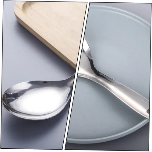 Miniatura 9 de HOMSFOU Cuchara de arroz de 4 piezas Arroz coreano Arroz asiático Utensilios coreanos Cuchara de sopa asiática Cuchara de servir Cuchara asiática