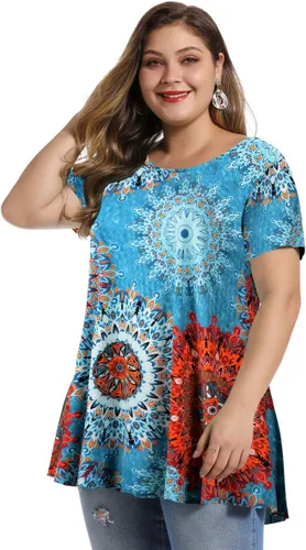 Miniatura 3 de MONNURO - Camiseta de manga corta para mujer, holgada con mucho vuelo, talla grande