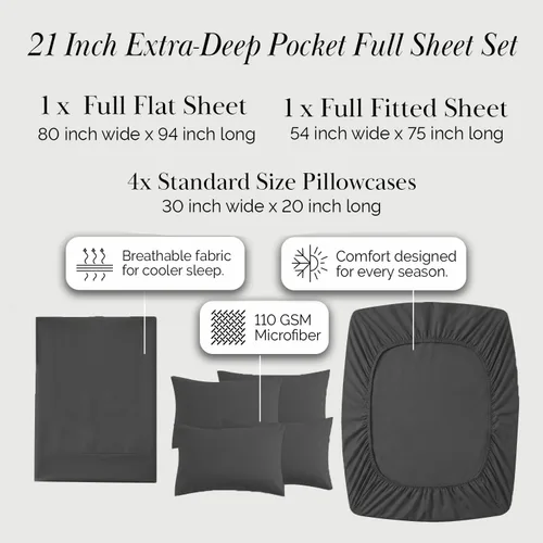 Miniatura 83 de Southshore Fine Living, Inc. Juego de 7 piezas de sábanas King divididas para cama ajustable, juego de sábanas King divididas con bolsillo de 21
