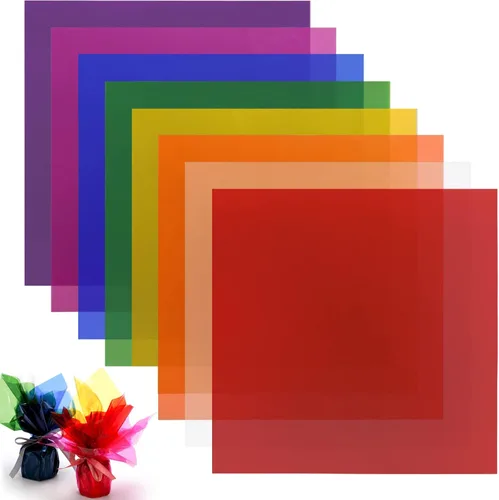 Dicunoy 240 hojas de celofán de colores de 12 pulgadas, hojas grandes de violonchelo, láminas de película de celofán de plástico colorido para