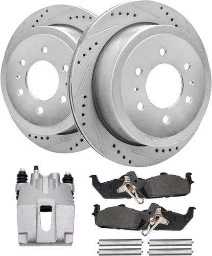 Miniatura 64 de Detroit Axle - Rotores de freno para Ford 2013-2019 Explorer Taurus Flex Lincoln MKT MKS, rotores de freno de disco ranurados perforados de repuesto