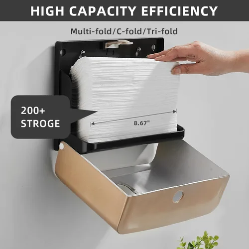 Miniatura 3 de Dispensadores de toallas de papel para montaje en pared: soporte para toallas de papel multidobladas en Z, instalación sin perforación, dispensador