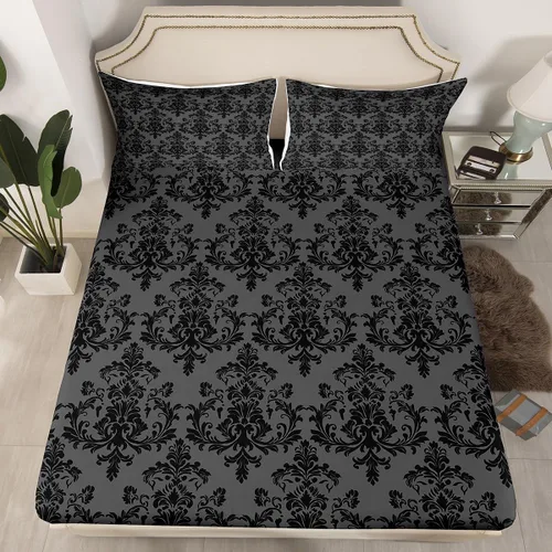 Miniatura 38 de Sábana bajera ajustable con estampado de guitarra, tamaño individual, protector de colchón con 1 funda de almohada, diseño de notas de partitura