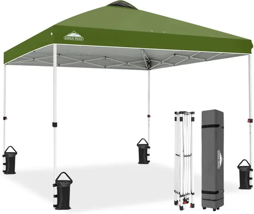 Miniatura 392 de EAGLE PEAK Tienda de campaña desplegable con bolsa de transporte con ruedas, 8 estacas, 4 cuerdas, 4 bolsas de peso, toldo de tienda de campaña