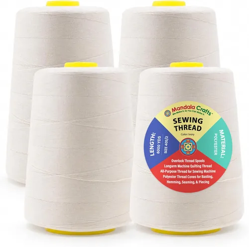 Miniatura 104 de Mandala Crafts 4 Pack of Serger Threads Cones Spools - 20S/2 24000 Yards Polyester Baby Blue Threads for Sergers Machine and Overlock Quilting
