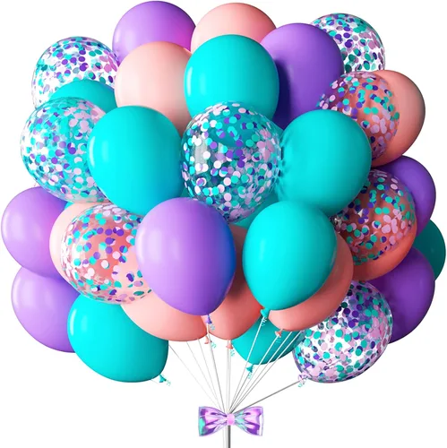 Paquete de 88 globos de látex de confeti rosa, morado y azul, de 12 pulgadas, para decoración de cumpleaños y fiestas temáticas de Unicron