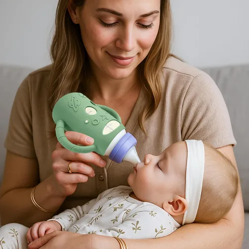 Miniatura 5 de BUSOHA Paquete de 3 fundas de silicona para botellas de vidrio Lansinoh, fundas de cuello ancho para biberones de Lansinoh, soporte para biberones