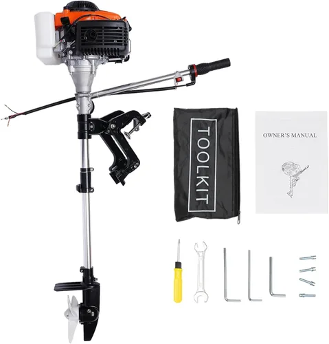 Miniatura 11 de HANGKAI - Motor fuera de borda de 4 HP de 4 tiempos 52CC, motor de barco de pesca resistente con sistema de refrigeración por aire, sistema CDI 4HP