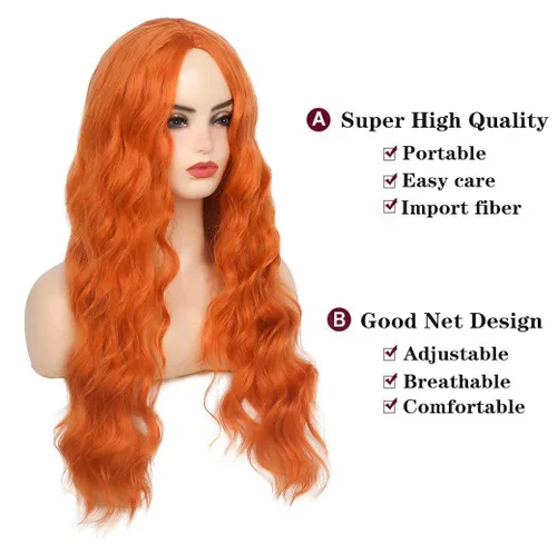 Miniatura 3 de Peluca larga y ondulada verde para mujer, parte media, disfraz de cosplay, peluca de repuesto de cabello sintético