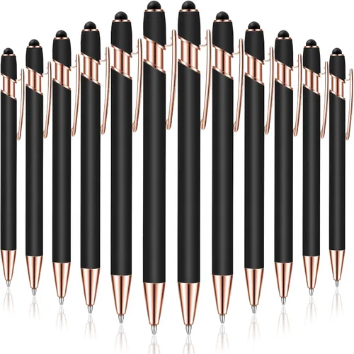 Miniatura 22 de Tenare 12 piezas 2 en 1 bolígrafo de metal con punta de lápiz capacitivo, bolígrafo de 1,0 mm de tinta negra para pantallas táctiles (color surtido)
