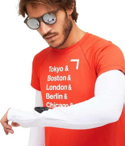 SportBR Mangas de brazo con apertura para rastreador de fitness, agujero para pulgar, mangas de brazo para hombres y mujeres, deportes, protección